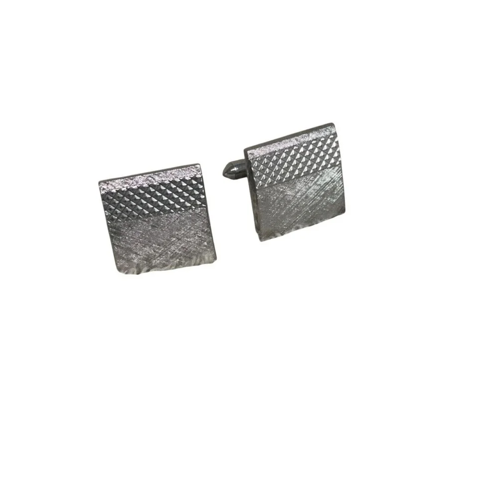 Unbranded Cufflinks Mens OS Silver Excellent Vintage Geometric Knurled Square